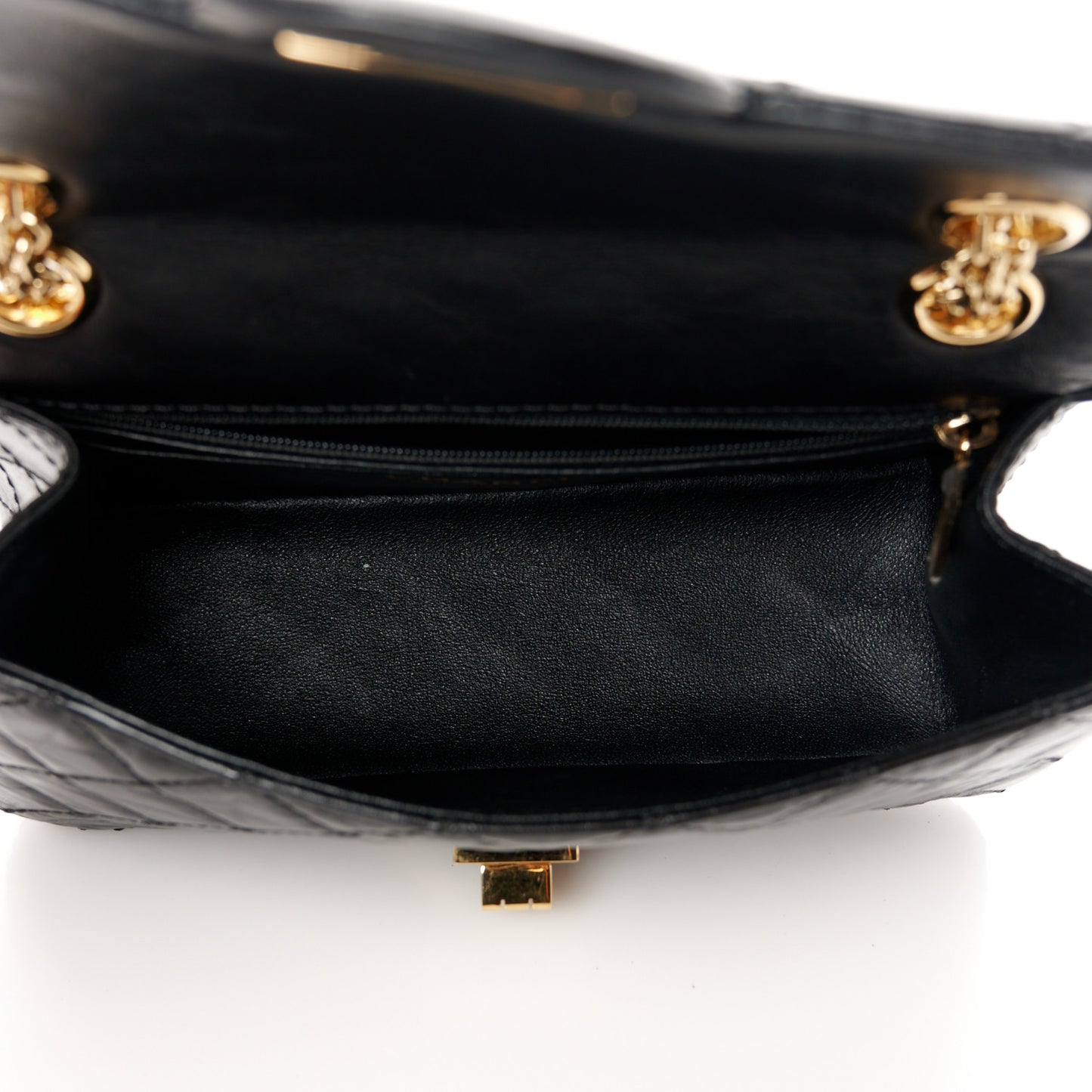 Aged Calfskin Quilted 2.55 Reissue Mini Flap  Black