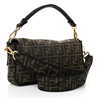 Fendi Fabric Jacquard FF 1974 Medium Baguette Tobacco Moro Black 3 of 8