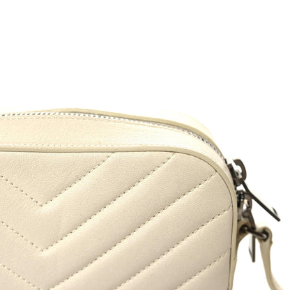 Saint Laurent Sheepskin Chevron Small Camera Bag White 7 of 9
