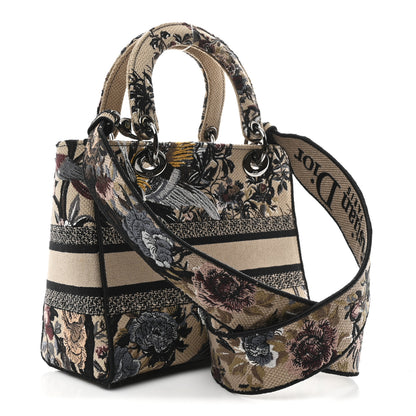 Christian Dior Canvas Embroidered Jardin D'Hiver Medium Lady D-Lite Beige Multicolor 3 of 12