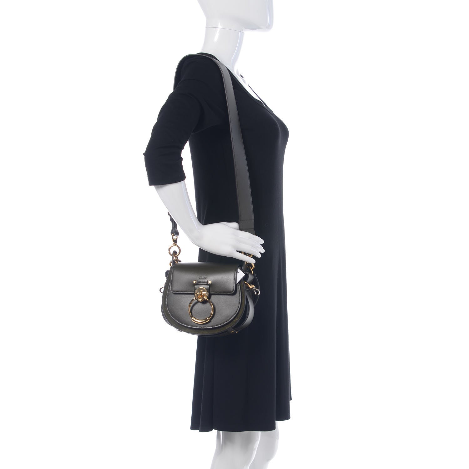 Chloe Calfskin Suede Small Tess Bag Deep Forest 2 of 6