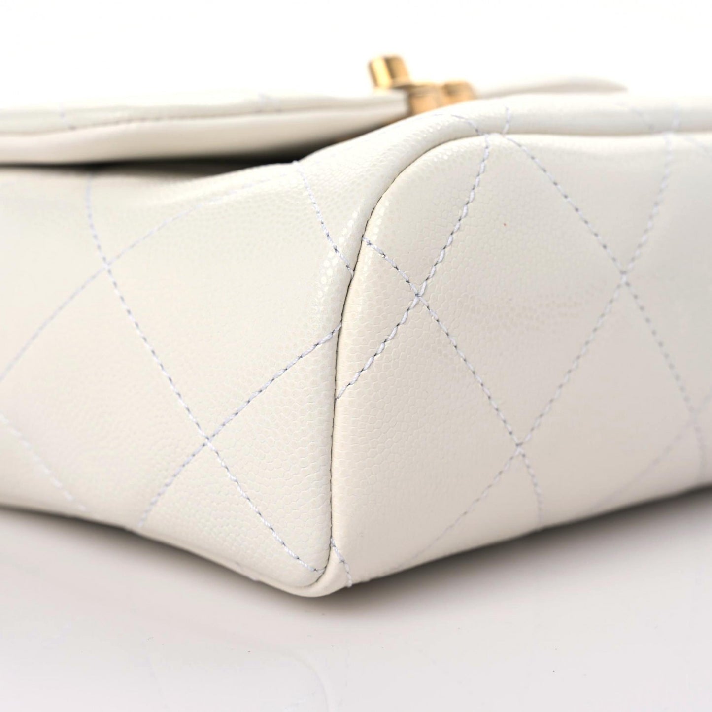 Shiny Caviar Quilted Mini Flap White