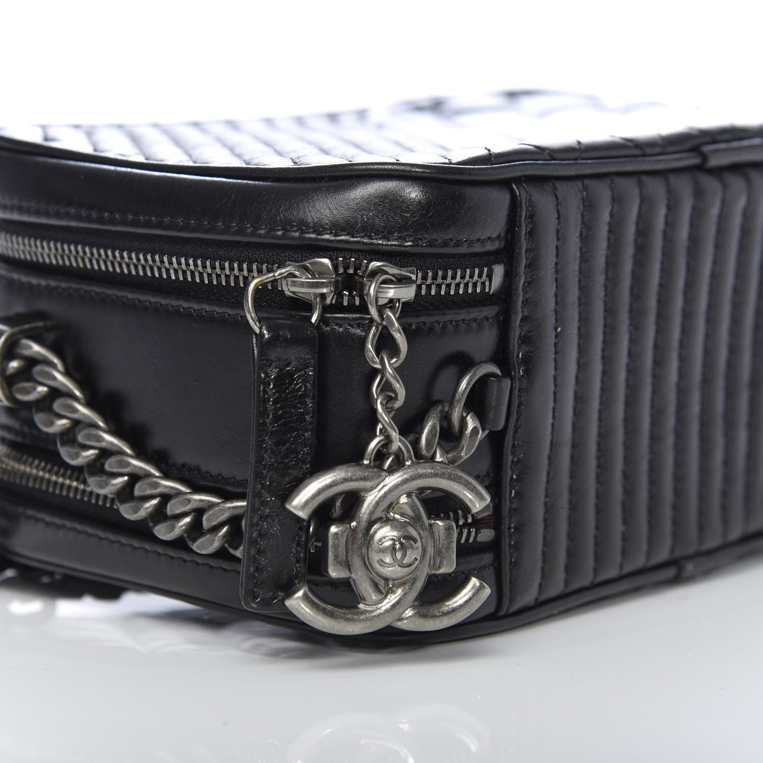 Chanel Lambskin Quilted Small Coco Boy Camera Case Black 9 of 11