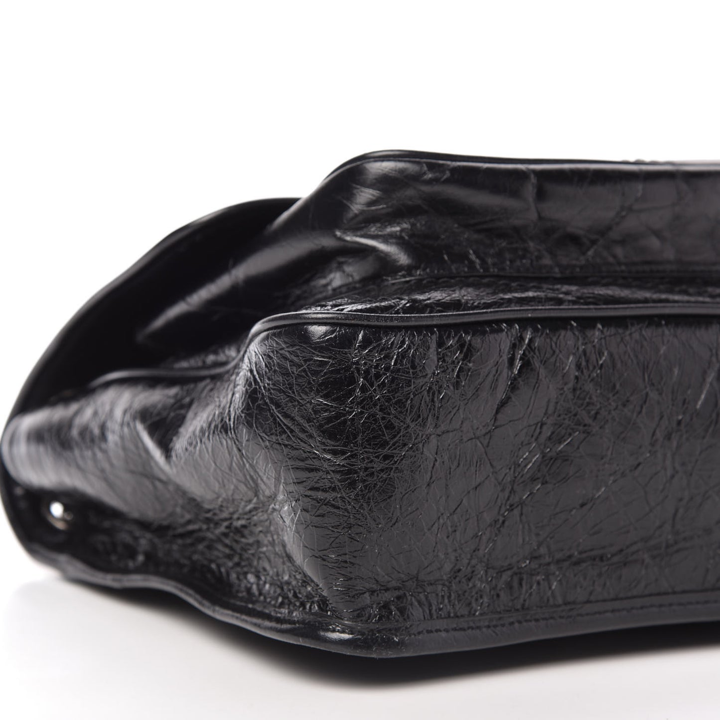 Crinkled Calfskin Matelasse Monogram Large Niki Chain Satchel Black