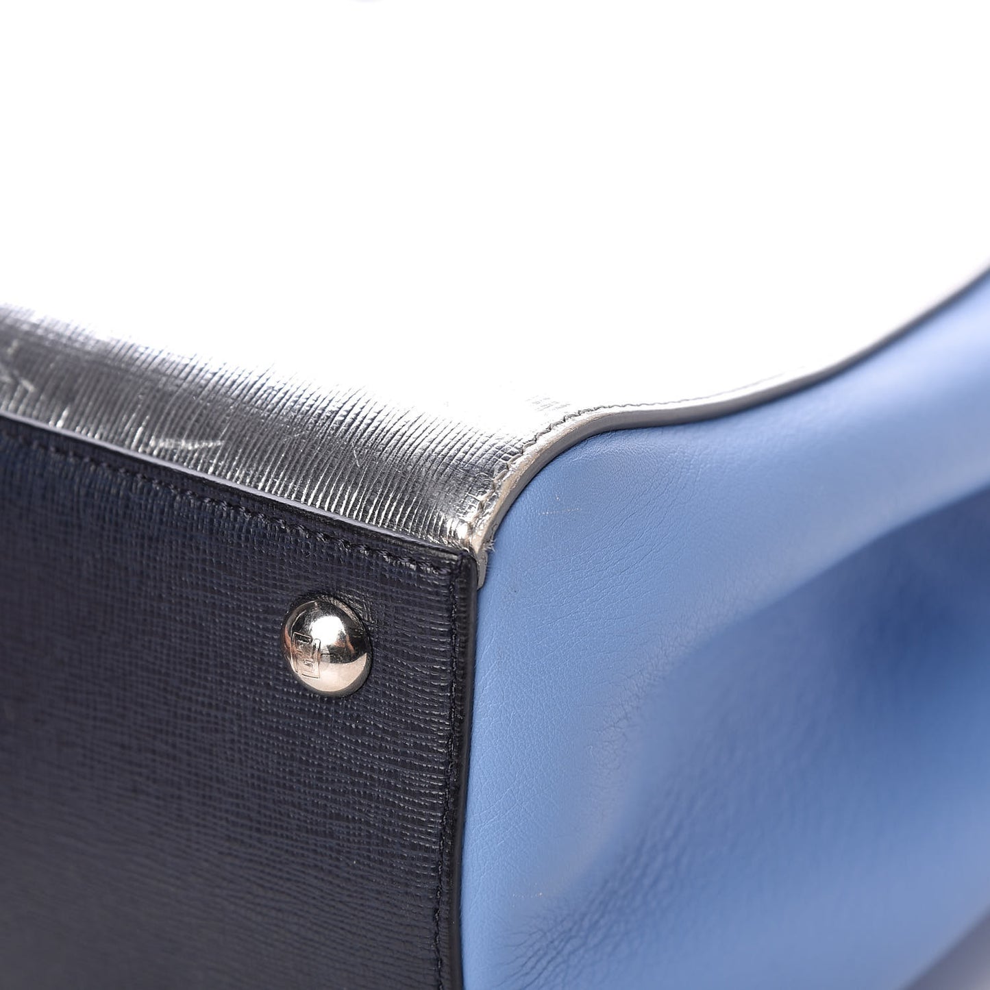 Vitello Elite Calfskin Colorblock Petite 2Jours Tote Blue Multicolor