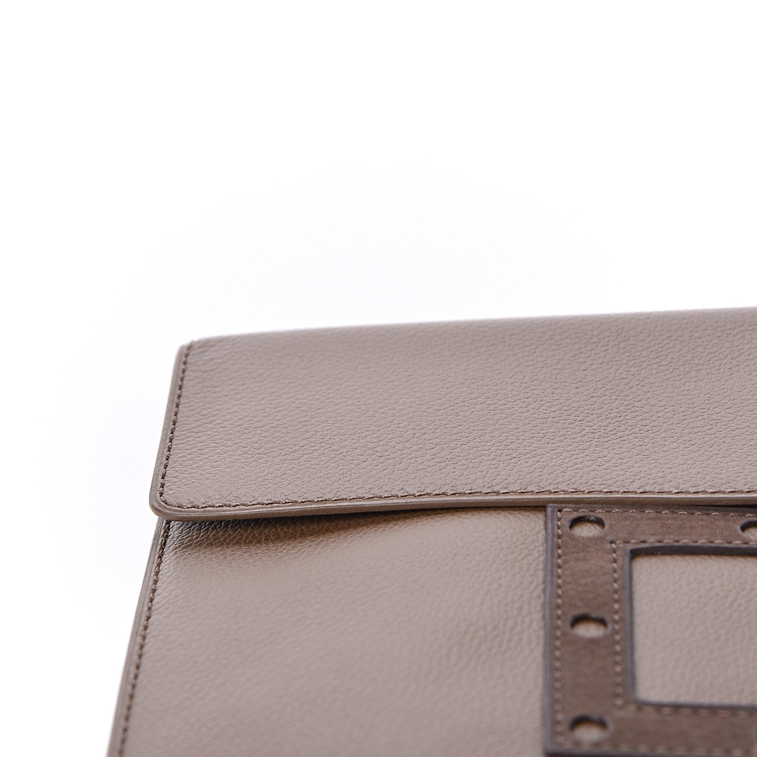 Delvaux Grained Calfskin D Flat Clutch Brown 10 of 12