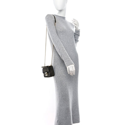 Fendi Fabric Jacquard FF 1974 Mini Baguette Tobacco Moro Black 2 of 9