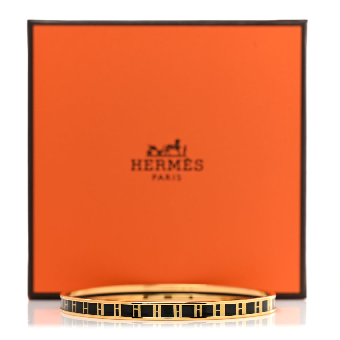Enamel Extra Narrow Op'H Bangle Bracelet 70 Black