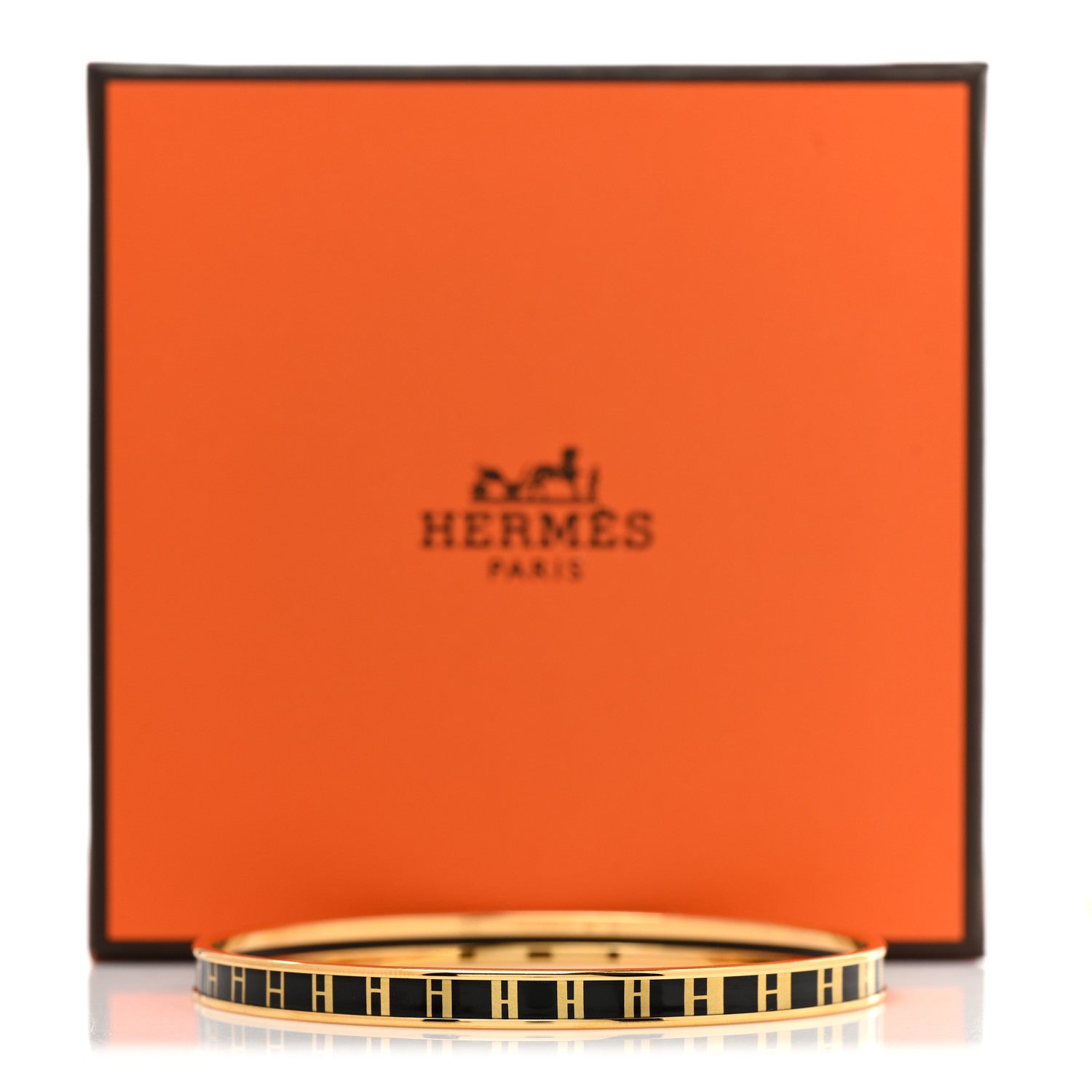 Hermes Enamel Extra Narrow Op'H Bangle Bracelet 70 Black 6 of 6