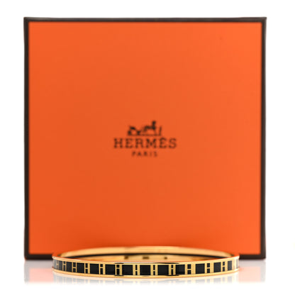 Hermes Enamel Extra Narrow Op'H Bangle Bracelet 70 Black 6 of 6