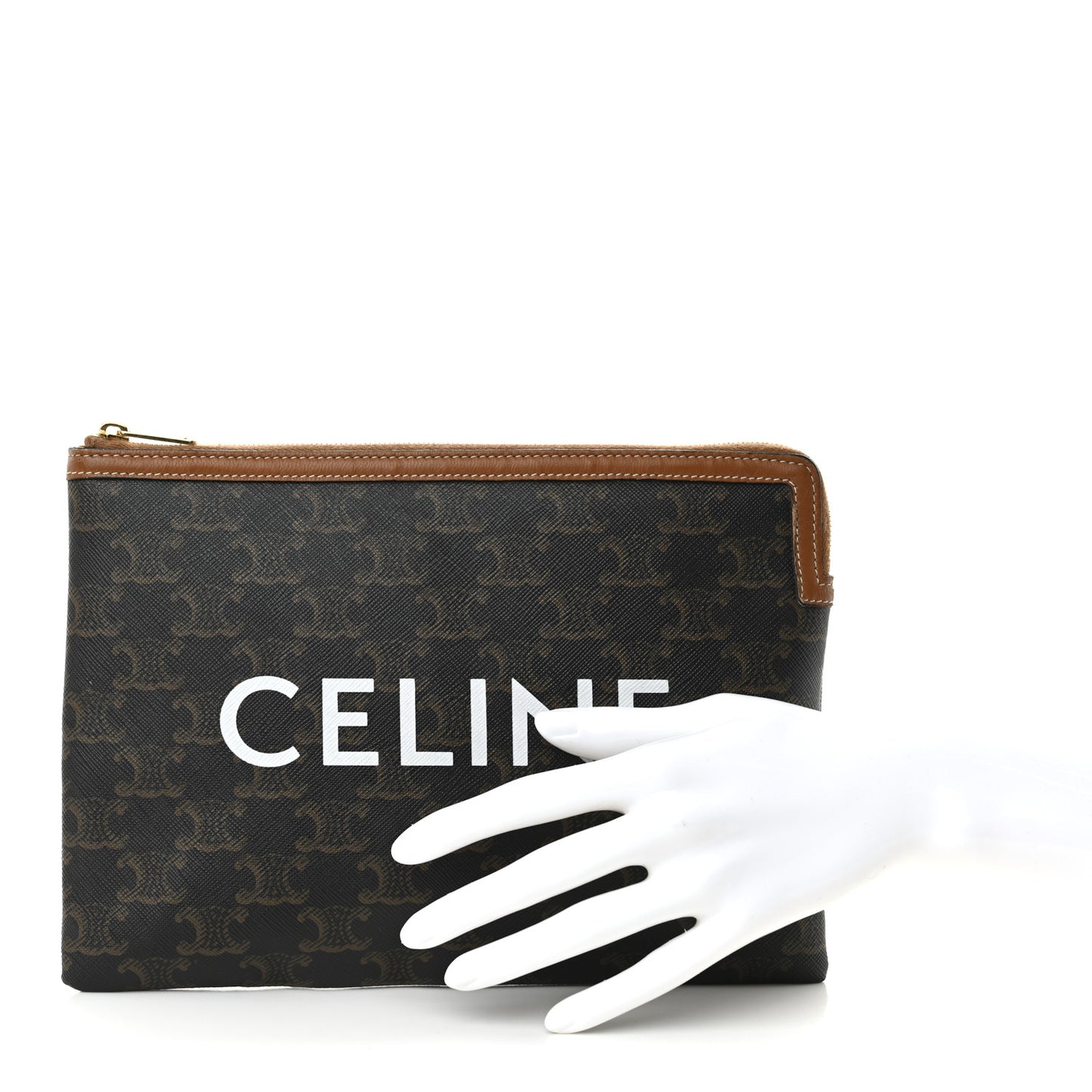 Triomphe Canvas Lambskin Small Pouch Tan