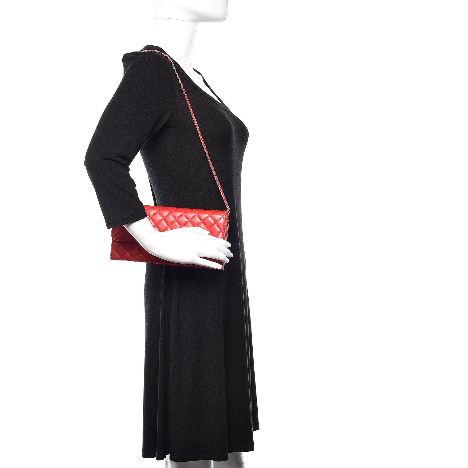 Chanel Lambskin Quilted Chain Clutch Flap Light Red 2 of 11