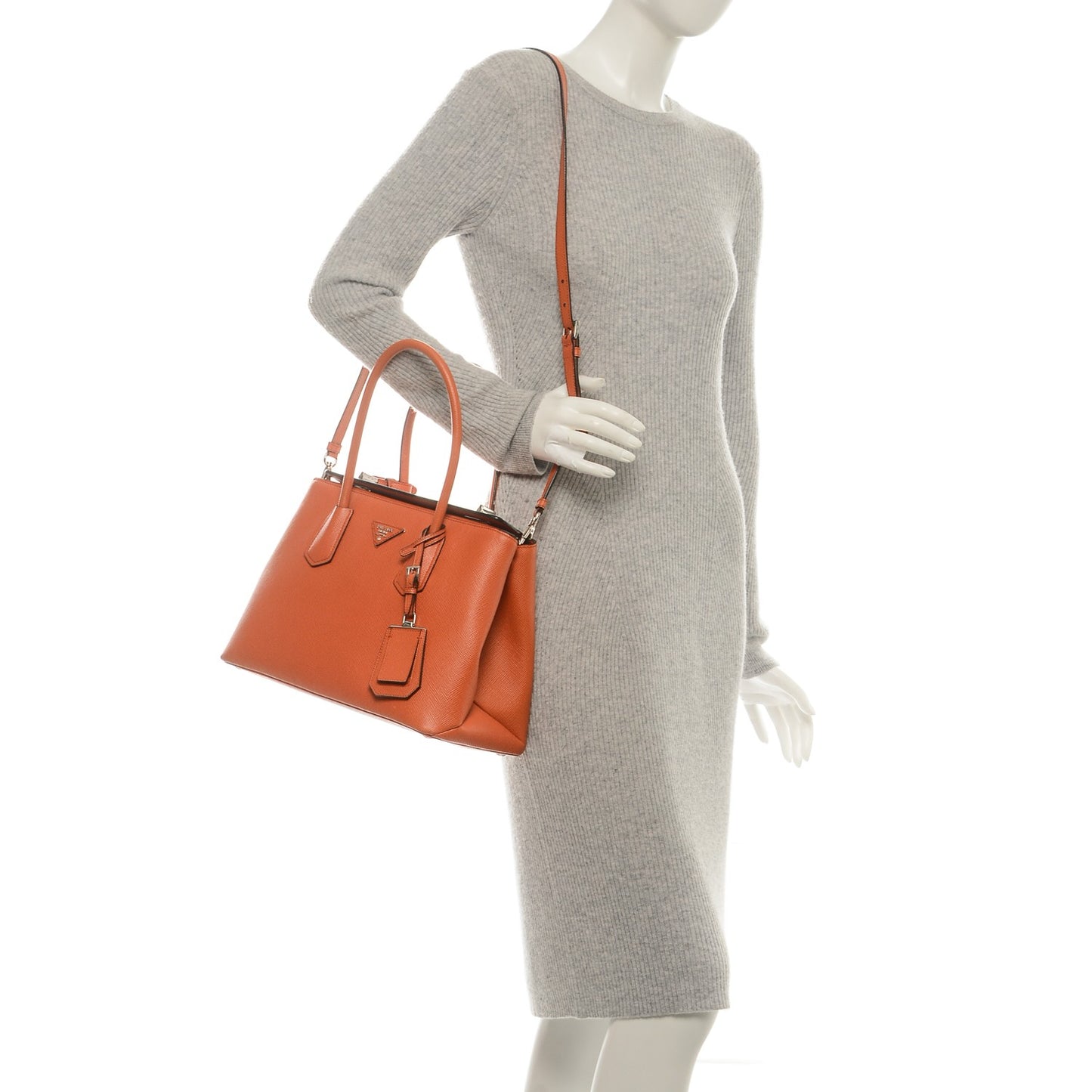 Saffiano Cuir Twin Tote Papaya