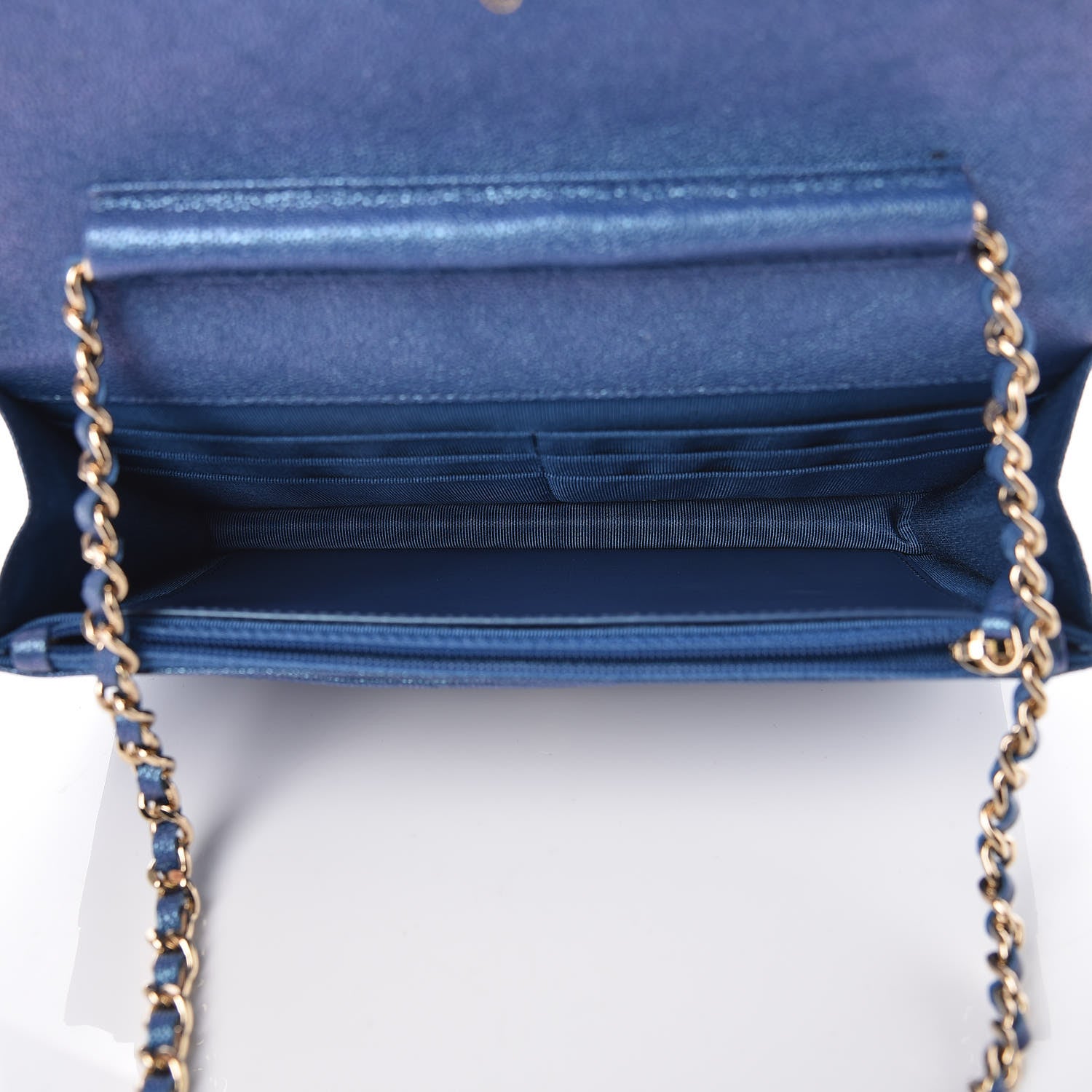Chanel Iridescent Caviar Quilted Wallet On Chain WOC Dark Blue 5 of 12