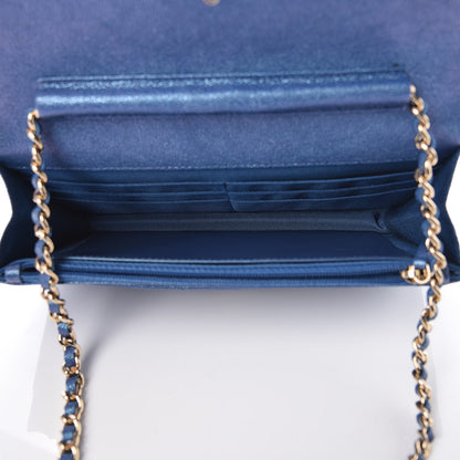 Chanel Iridescent Caviar Quilted Wallet On Chain WOC Dark Blue 5 of 12