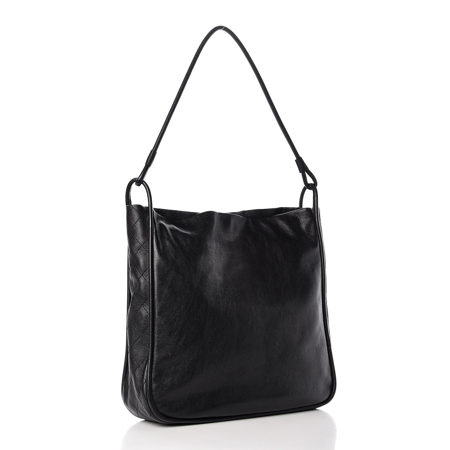 Calfskin Stitched Hobo Black