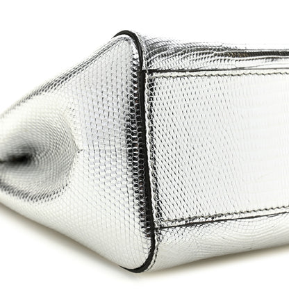 Fendi Metallic Lizard XS Peekaboo Iconic Satchel Silver 9 of 10