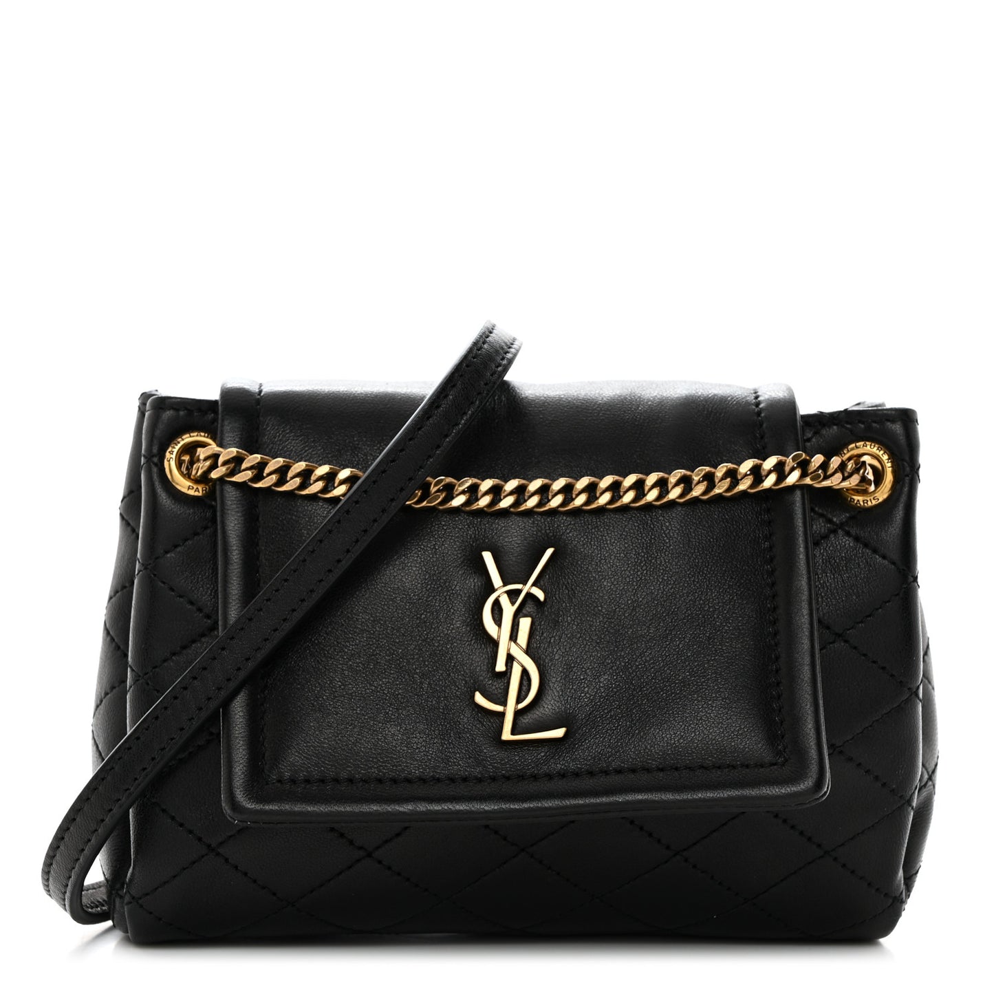 Lambskin Quilted Monogram Mini Nolita Black