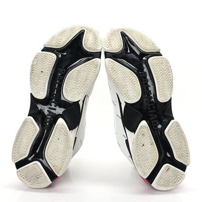 Balenciaga Technical Fabric Allover Logo Mens Triple S Sneakers 46 White Black Pink 5 of 8