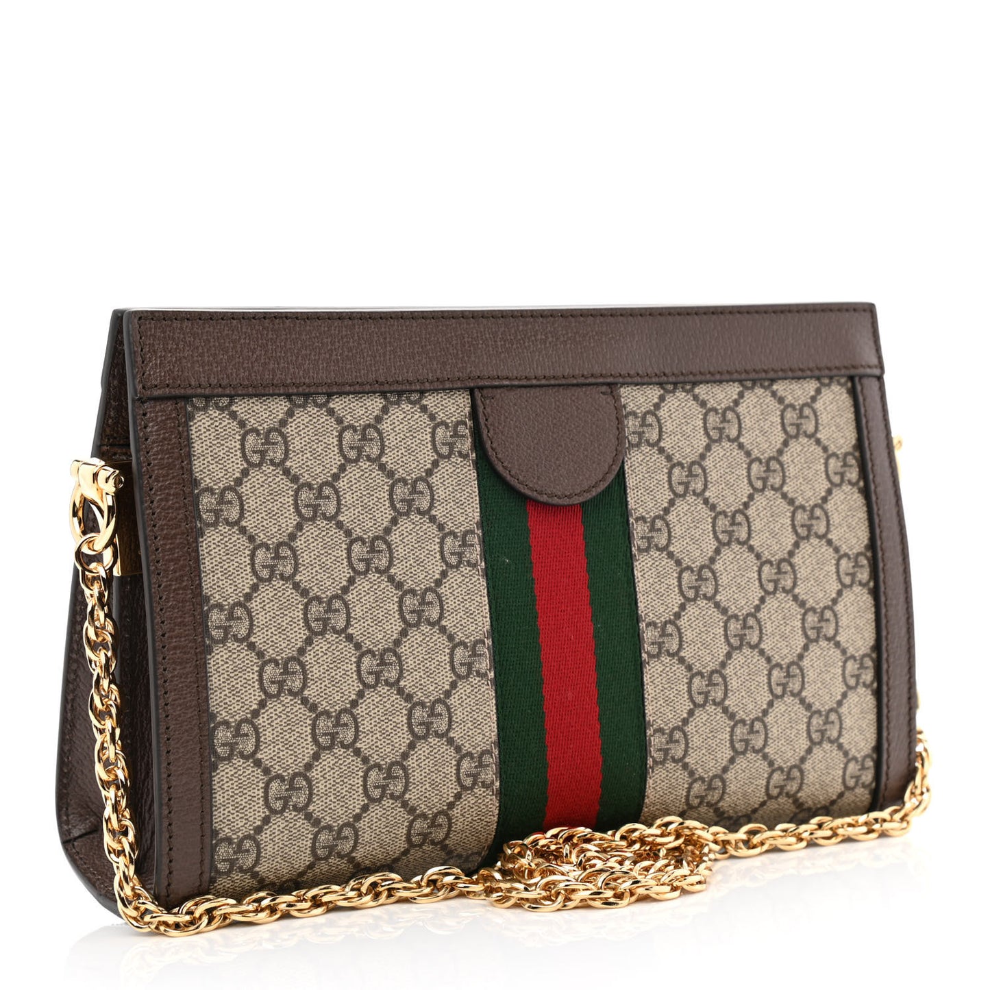 GG Supreme Monogram Web Small Ophidia Chain Shoulder Bag Brown