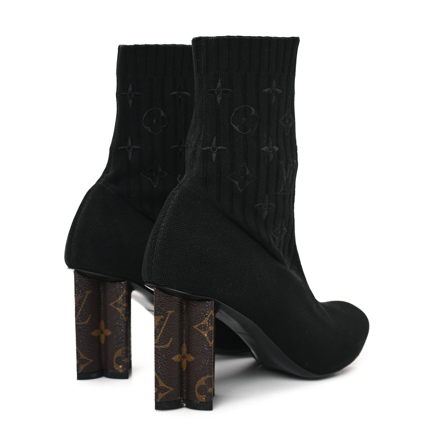 Louis Vuitton Monogram Stretch Fabric Silhouette Ankle Boots 37 Black 5 of 10