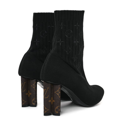 Louis Vuitton Monogram Stretch Fabric Silhouette Ankle Boots 37 Black 5 of 10
