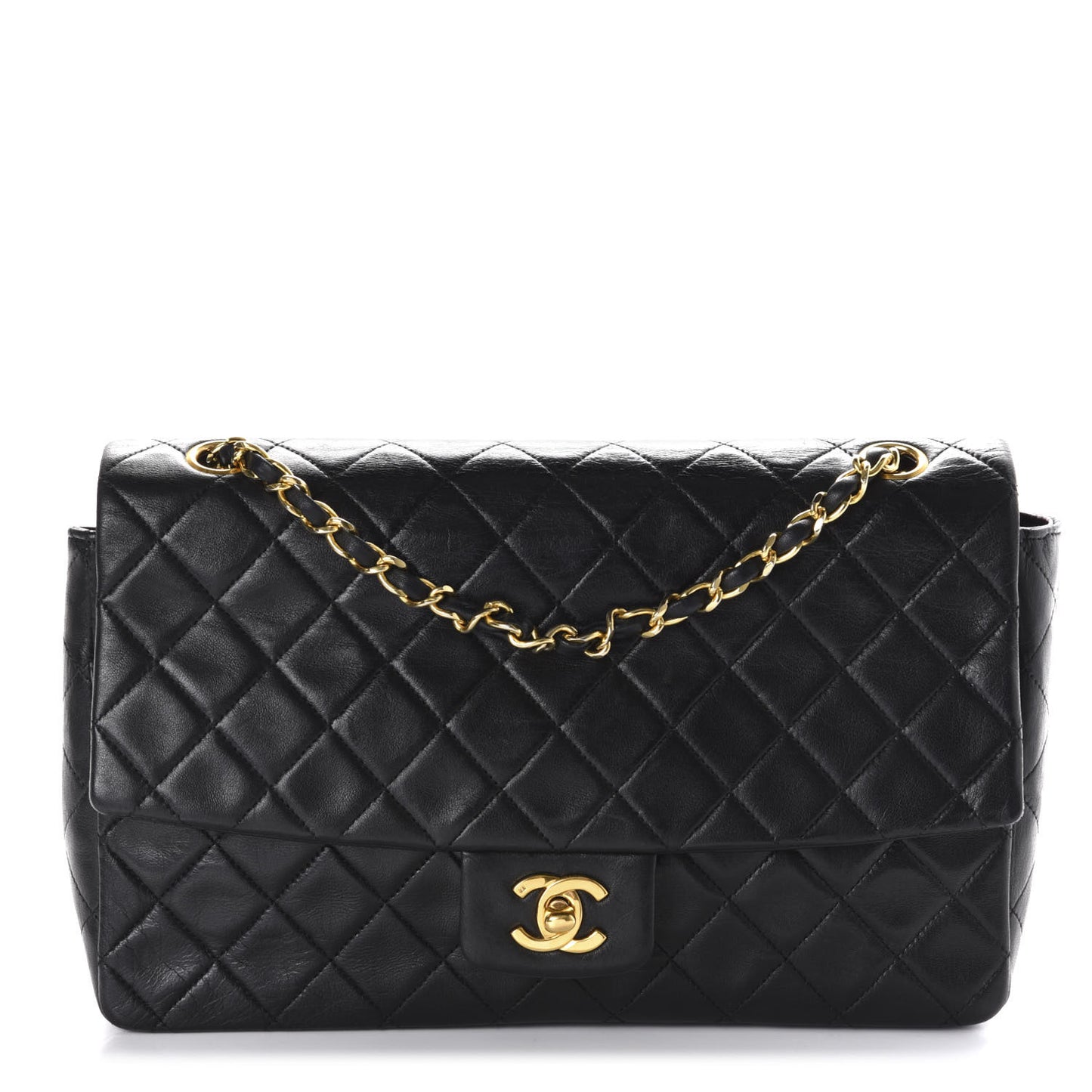 Lambskin Quilted Medium Single Flap Black