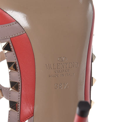 Valentino Garavani Calfskin Nappa Rockstud Ankle Strap 100mm Pumps 38.5 Deep Coral Poudre 6 of 8