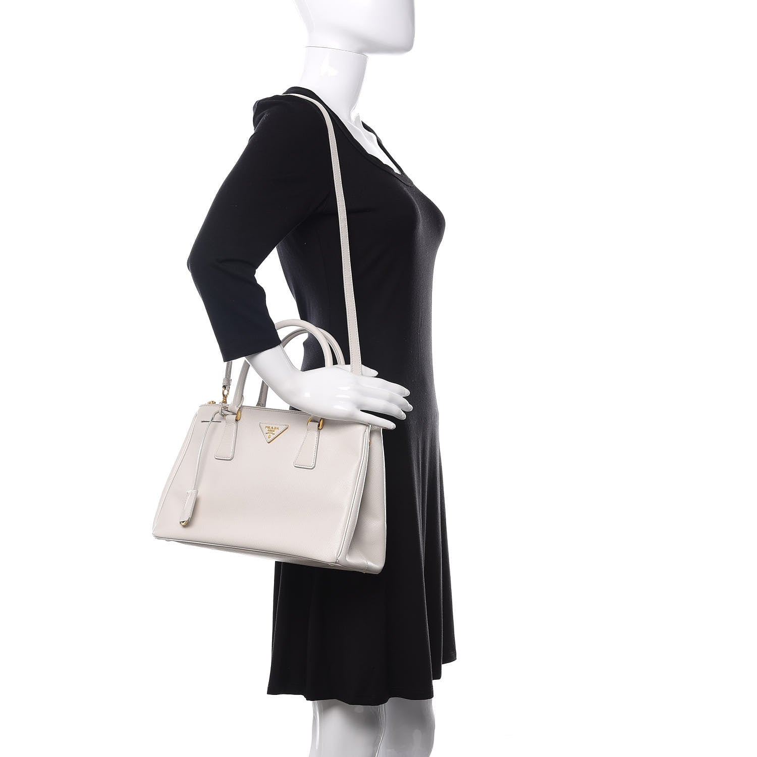 Prada Saffiano Small Galleria Double Zip Tote Talco 2 of 13