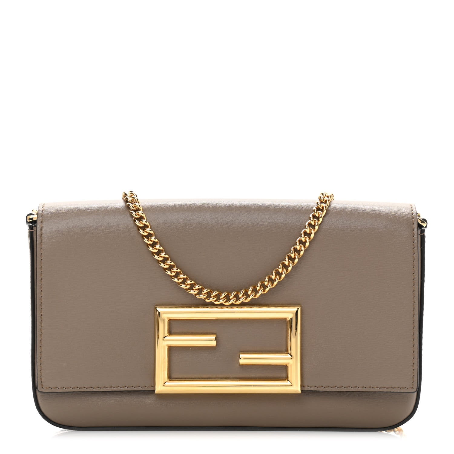 Fendi Vitello Palmellato Wallet on Chain with Pouches Tartufo 1 of 12