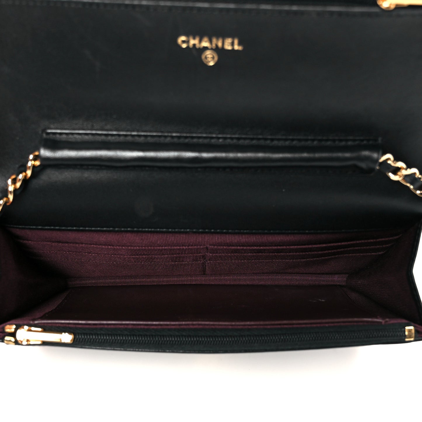 Lambskin Quilted Wallet On Chain WOC Black