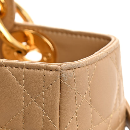 Christian Dior Lambskin Cannage Medium Lady Dior Beige 14 of 17