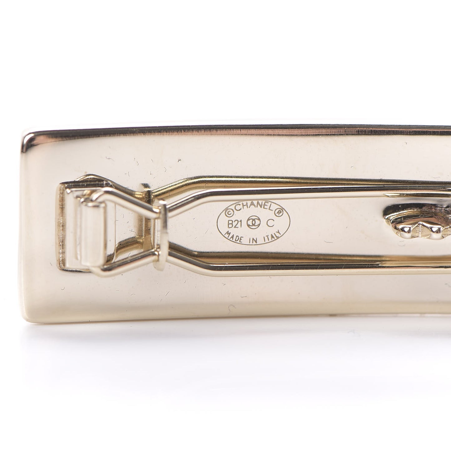 Metal Crystal Logo Hair Clip Gold