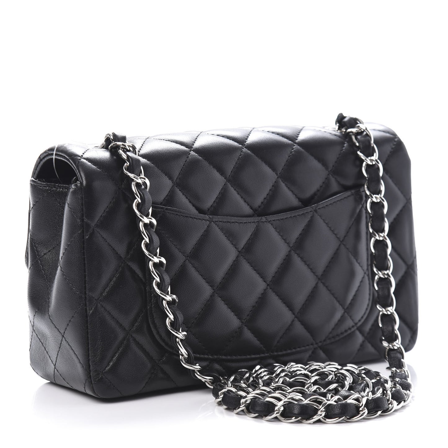 Lambskin Quilted Mini Rectangular Flap Black