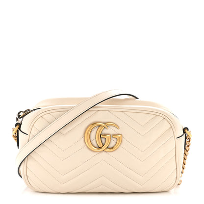 Gucci Calfskin Matelasse Small GG Marmont Chain Shoulder Bag White 1 of 14