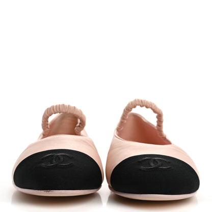Chanel Lambskin Knit Grosgrain Cap Toe CC Ballerina Flats With Leg Warmers 39 Light Pink Black 4 of 11