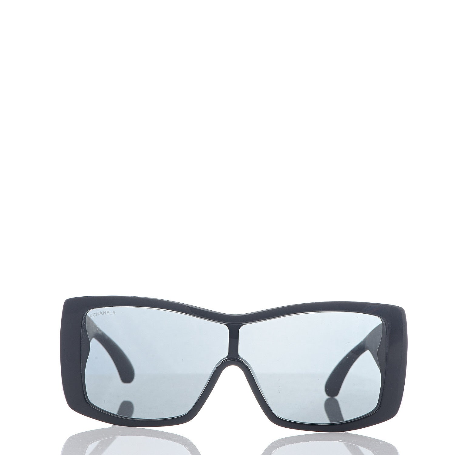 Chanel Wood Rubber Shield Sunglasses 71337A Black 2 of 6