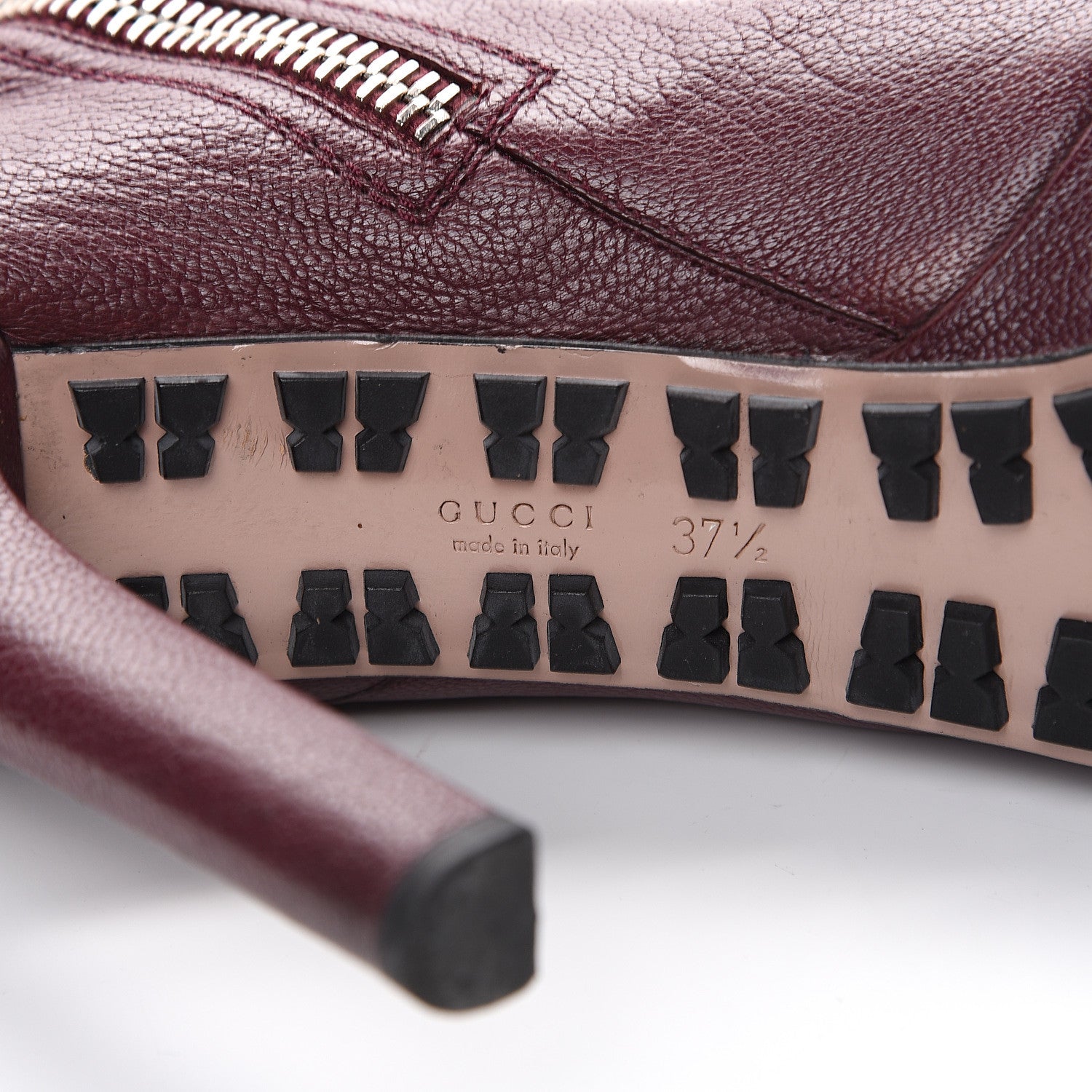 Gucci Calfskin Anouk Knee High Boots 37.5 Burgundy 8 of 11