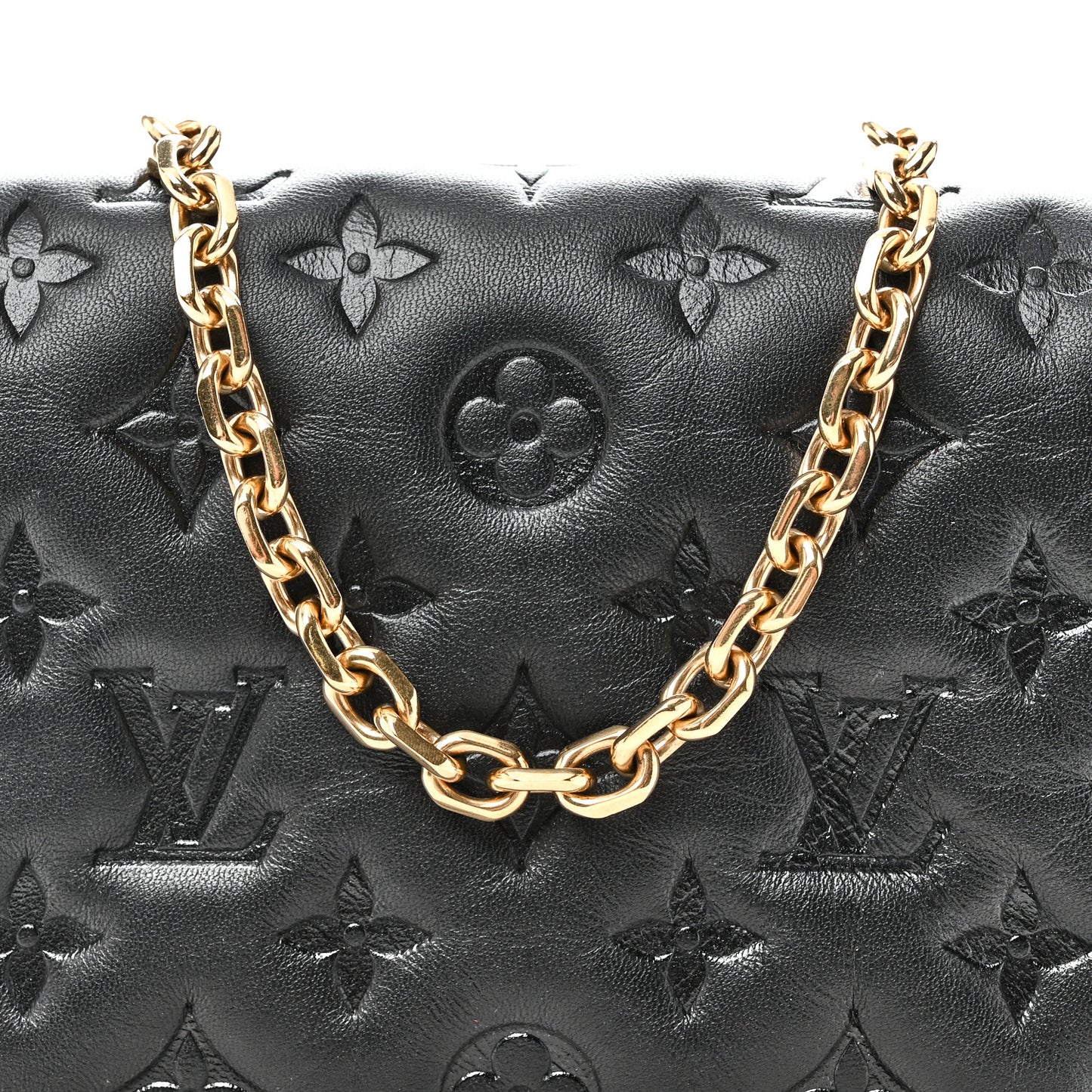 Lambskin Embossed Monogram Pochette Coussin Black