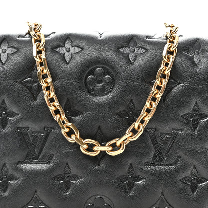 Louis Vuitton Lambskin Embossed Monogram Pochette Coussin Black 7 of 9