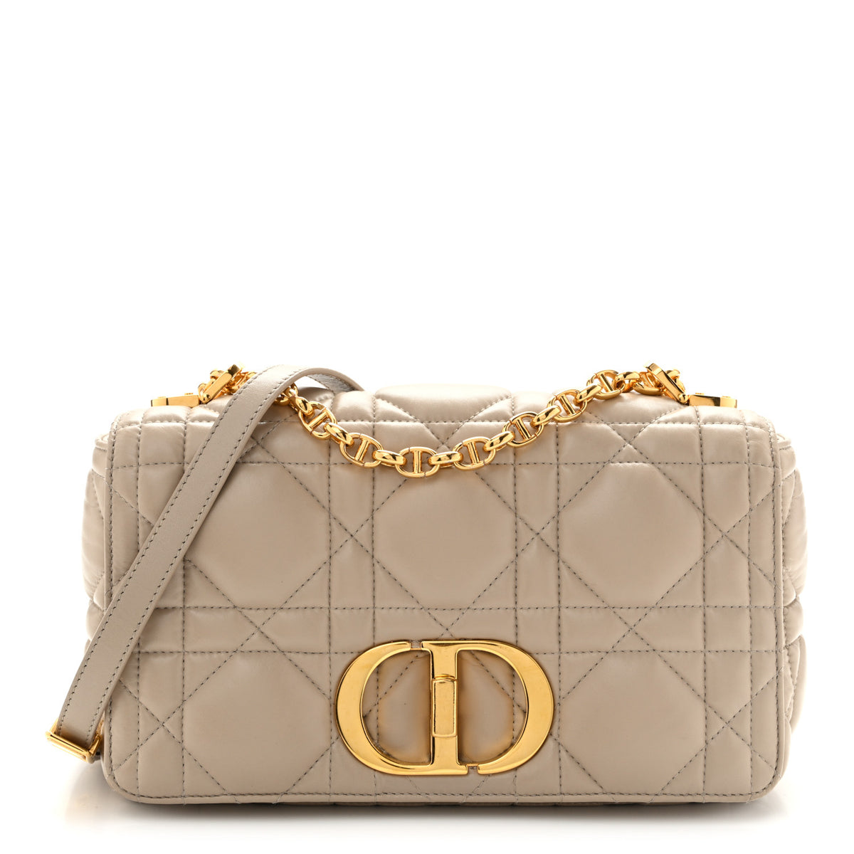 Christian Dior Calfskin Macrocannage Medium Caro Bag Sand 1 of 14
