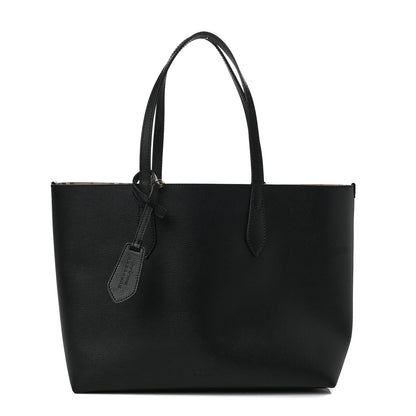 Burberry Grainy Calfskin Haymarket Check Medium Reversible Tote Black 1 of 6