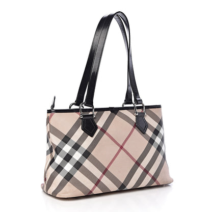 Burberry Patent Trim Nova Check Shopper Tote Black 3 of 16