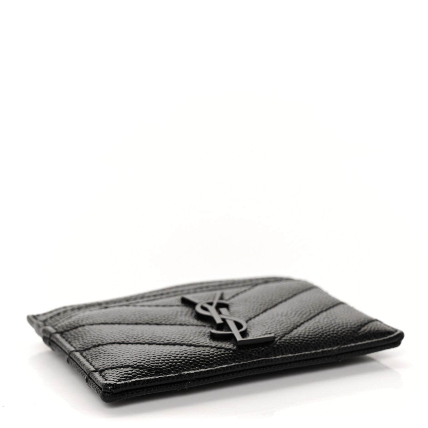 Grain De Poudre Matelasse Chevron Monogram Credit Card Case Black