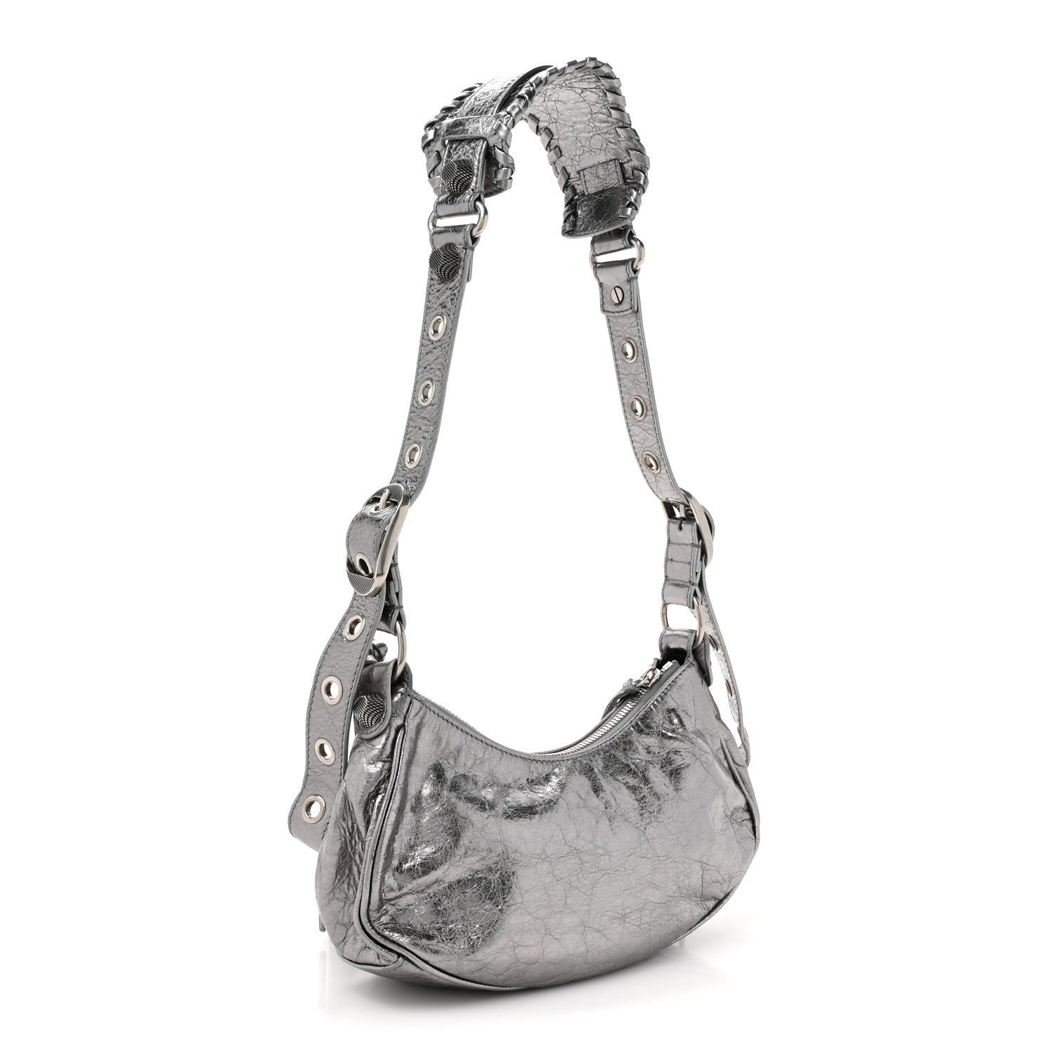 Balenciaga Metallic Agneau Arena Le Cagole Shoulder Bag XS Silver 3 of 10