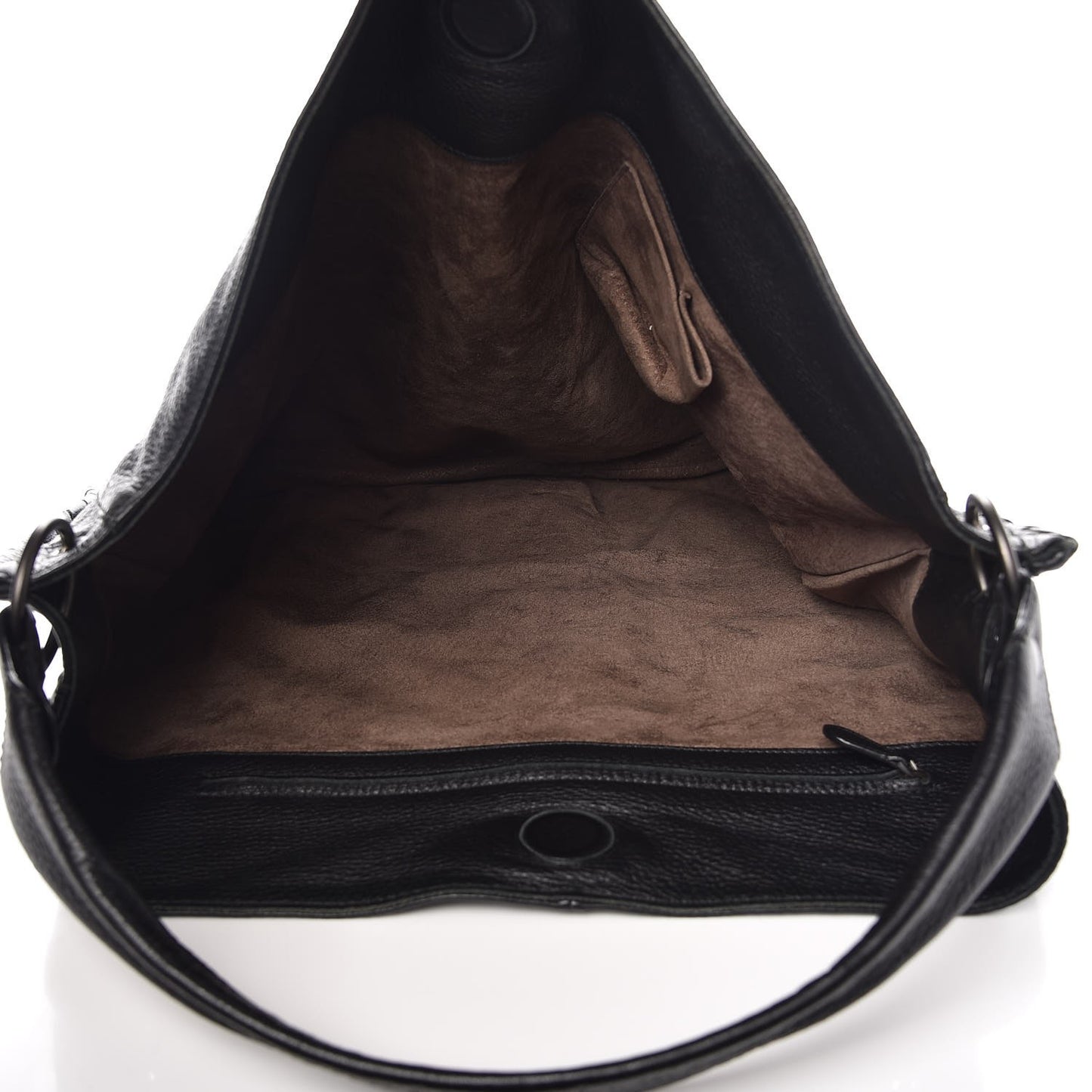 Waxed Cervo Deerskin Large Loop Hobo Black