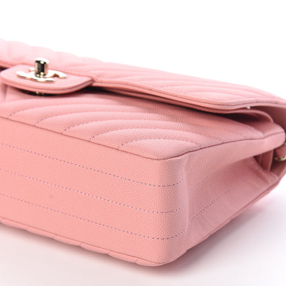 Chanel Caviar Chevron Quilted Medium Double Flap Pink 6 of 9