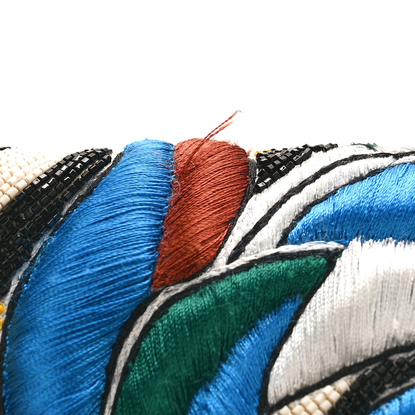 Beaded Vitello Dolce Leaf Embroidered Baguette Multicolor Black