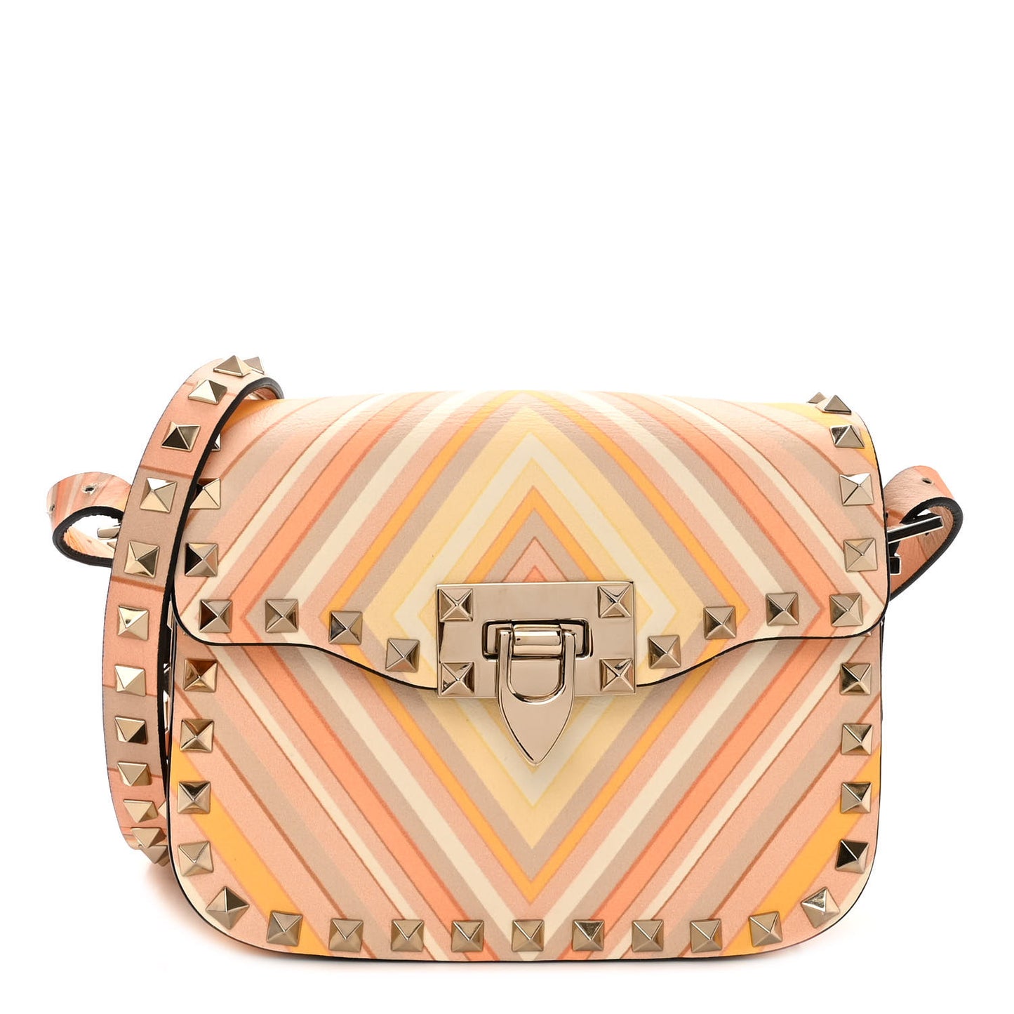 Vitello Native Couture 1975 Rockstud Crossbody Bag Mandarin Sorbet