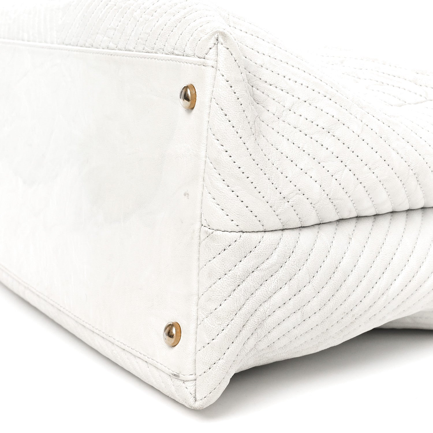 Chanel Wrinkled Lambskin Chevron Quilted Surpique Tote White 10 of 10